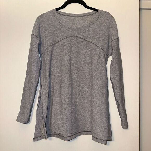 Lululemon Womens Hit Unwind Long Sleeve Heathered Magnet Gray EUC - Picture 1 of 12